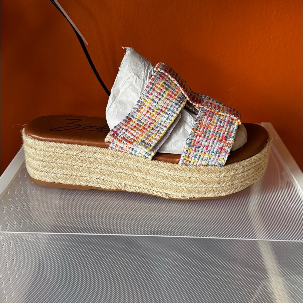Multicolor Tweed Espadrille Platform Slide - Women's